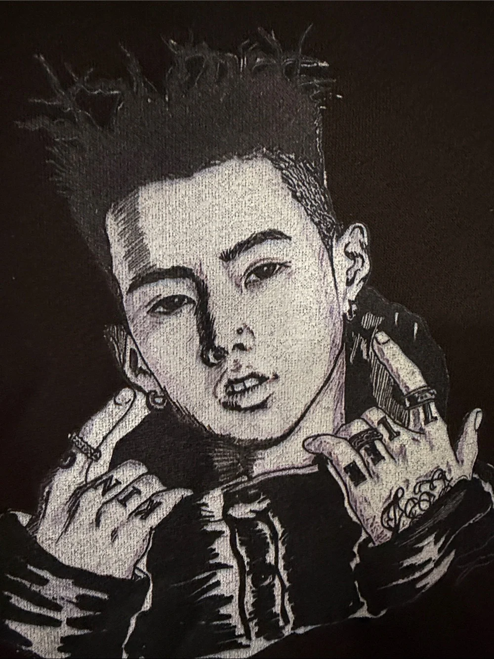 Jay Park Black Graphic Crewneck Hoodie Sweatshirt